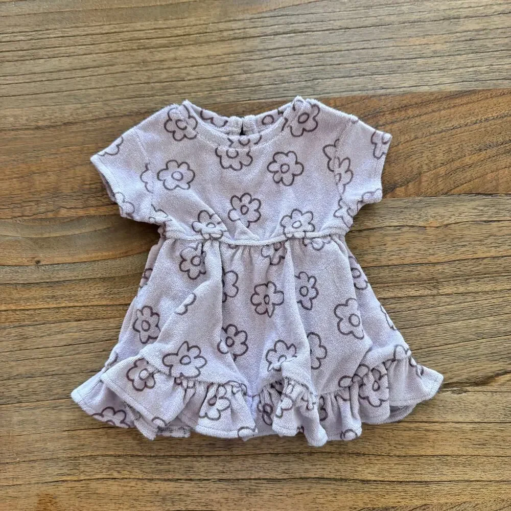 Quincy Mae Daisy Terry Dress + Bloomers - Size 3-6 months
